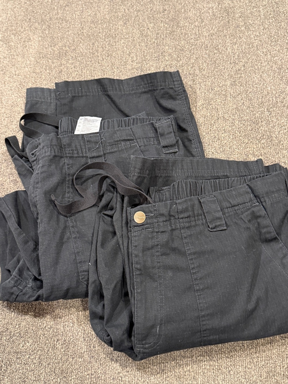 Bundle - Carhartt Black Cargo Drawstring Pants - women’s medium Tall